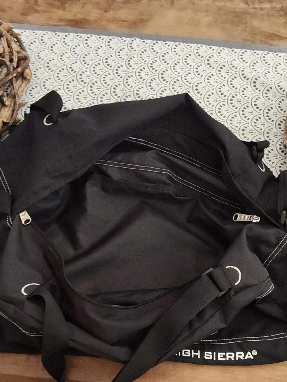 High Sierra Black Duffel with Front Zip Pocket